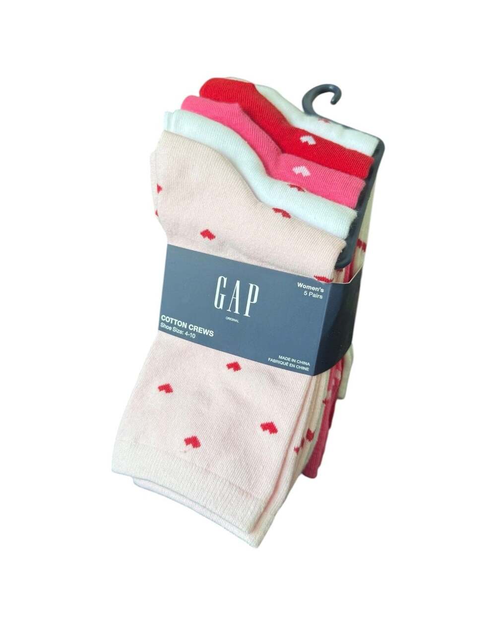 Gap Cotton Crew Women's Heart Pattern Socks, 5 Pairs